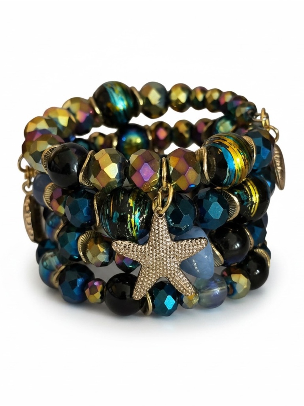 Tol Dezigns | Coastal Nights Memory Wire Bracelet - Picture 6 of 6